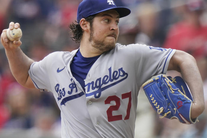 Los Angeles Dodgers during a baseball game against the Atlanta Braves in June 2021, in Atlanta.
