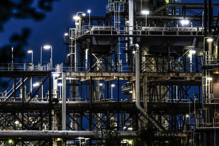 The PCK oil refinery, which is majority-owned by Russian energy company Rosneft and processes oil coming from Russia via the Druzhba pipeline, in Schwedt, Germany.