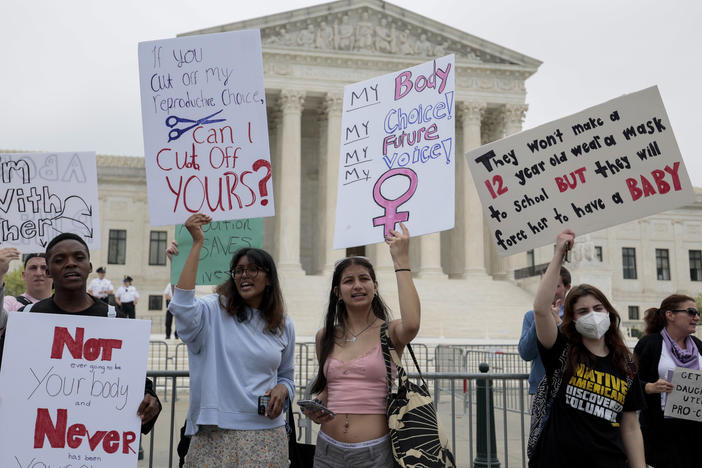 Abortion-rights supporters demonstrate in front of the Supreme Court on Wednesday in Washington, D.C.