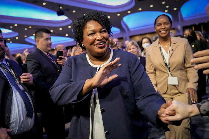 Georgia Democratic gubernatorial candidate Stacey Abrams arrives April 6 to speak during the annual North America's Building Trades Union's Legislative Conference in Washington, D.C.