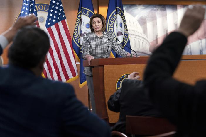 House Speaker Nancy Pelosi announced Friday that the House will vote next week on a resolution allowing congressional staffers to unionize. Here, Pelosi takes questions at a news conference on April 29.