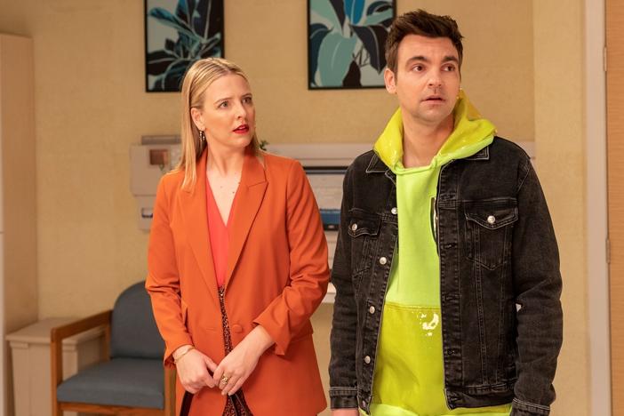Heléne Yorke and Drew Tarver on <em>The Other Two</em>, which was renewed for a third season this past fall.