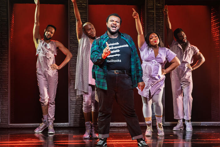 (l) Jason Veasey, James Jackson, Jr., Jaquel Spivey, L Morgan Lee and Antwayn Hopper in "A Strange Loop."
