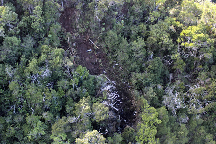 An undated photo shows the scene where a tour helicopter crashed near the Na Pali Coast on the island of Kauai in Hawaii, in 2019.