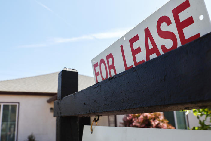 The soaring costs of basic necessities such as food and housing are disproportionately hitting people with lower incomes. Here, a house is available for rent in Los Angeles on March 15.
