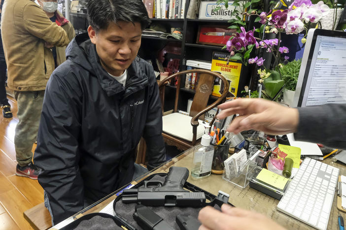 A gun store in Arcadia, Calif., on March 15, 2020. A federal appeals court has ruled that California's ban on the sale of semiautomatic weapons to adults under age 21 is unconstitutional.