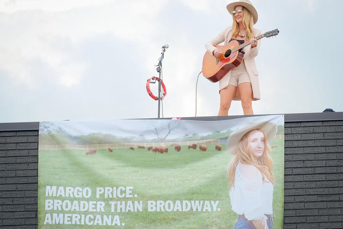 Margo Price, performing on the roof of Third Man Records on Sept. 13, 2018 in Nashville.