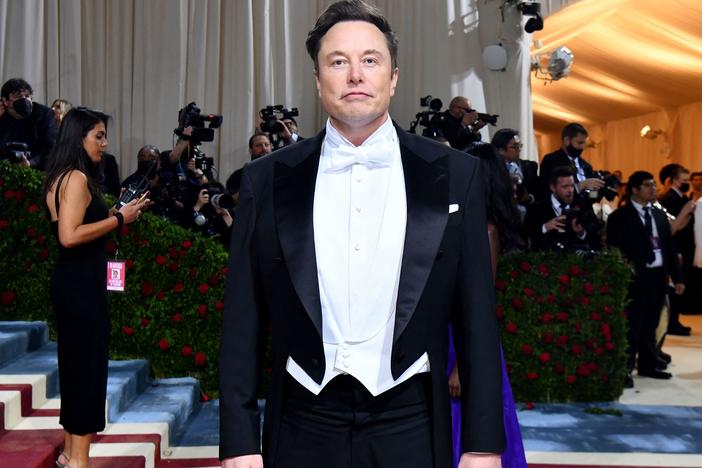 Elon Musk says he wants to see more details about the number of fake accounts on Twitter before his deal to buy the social media platform goes through. He's seen here last week, arriving for the 2022 Met Gala at the Metropolitan Museum of Art in New York.