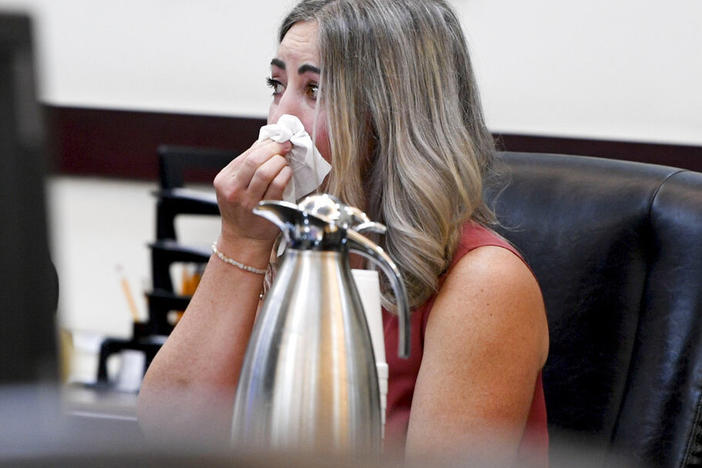 RaDonda Vaught listens to victim impact statements during her sentencing in Nashville. She was found guilty in March of criminally negligent homicide and gross neglect of an impaired adult after she accidentally administered the wrong medication.