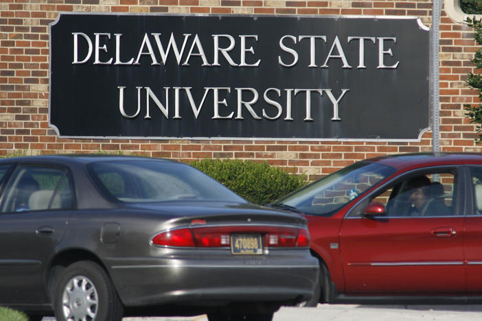 Delaware State University, a historically Black institution, says the stop and search of a bus transporting members of its women's lacrosse team in Georgia was "constitutionally dubious." Here, the entrance of Delaware State University in Dover, Del., in September 2007.