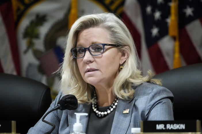 Rep. Liz Cheney (R-WY) speaks during a Select Committee to Investigate the January 6th Attack on the U.S. Capitol business meeting on Capitol Hill March 28, 2022 in Washington, DC.