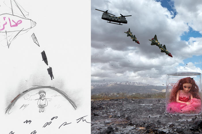 A drawing from the War Toys project and Brian McCarty's photo that interprets that image.