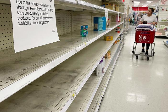 A woman shops for baby formula in Annapolis, Md., on May 16. Only a handful of companies supply baby formula in the country, a factor that has contributed to the current shortages being experienced in parts of the country.