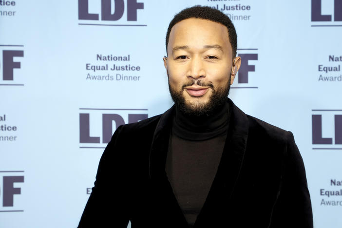 John Legend poses backstage during the LDF 34th National Equal Justice Awards Dinner on May 10, 2022 in New York City.