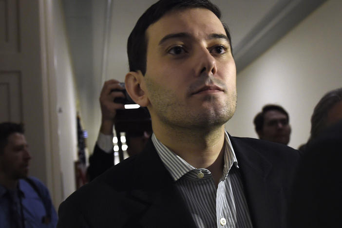 Martin Shkreli leaves after appearance on Capitol Hill in Washington before the House Committee on Oversight and Reform Committee, Feb. 4, 2016.