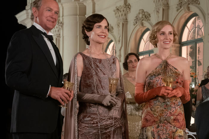 Hugh Bonneville, Elizabeth McGovern and Laura Carmichael in <em>Downton Abbey: A New Era.</em>