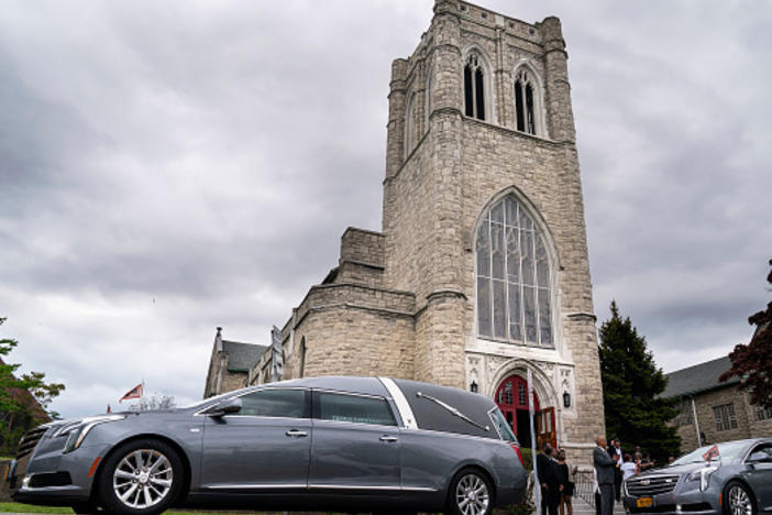 The funeral procession for the late Heyward Patterson prepares to depart Lincoln Memorial United Methodist Church on Friday, May 20, 2022 in Buffalo, NY. The Patterson was one of 10 people who were killed in the mass shooting at Tops Friendly Market at Jefferson Avenue and Riley Street in a historically Black neighborhood of Buffalo by a young white gunman is being investigated as a hate crime.