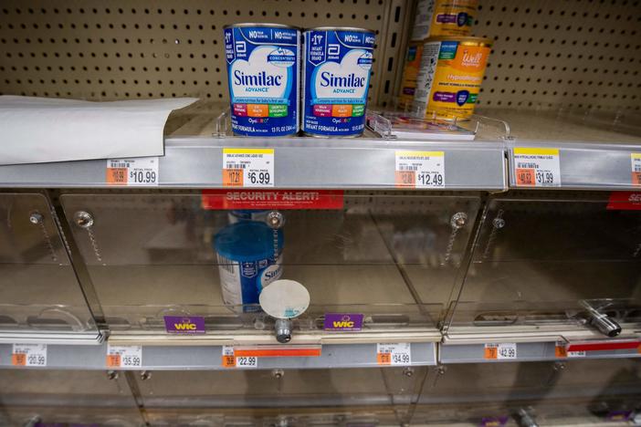 Empty baby formula shelves at a grocery store in Massachusetts on Friday.