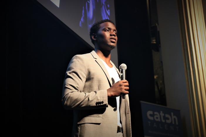 Chris Singleton speaks to business leaders at the American Theater in Charleston about stopping hate-fueled violence. His mother was murdered in 2015 at Mother Emanuel Church. May 19, 2022