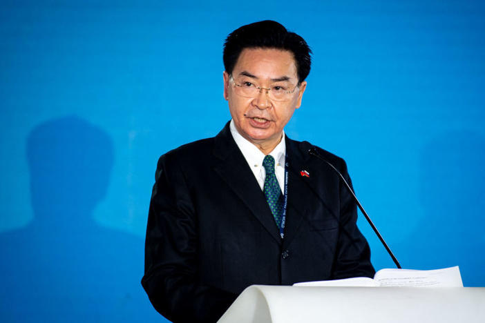 Taiwanese Foreign Minister Joseph Wu speaks Oct. 26 at the Globsec forum in Bratislava, Slovakia, during his visit to Slovakia and the Czech Republic.
