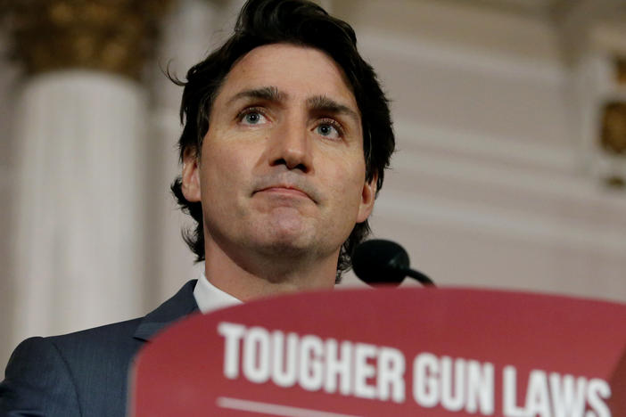 Canada's Prime Minister Justin Trudeau announces new gun control legislation in Ottawa, Ontario, on Monday.