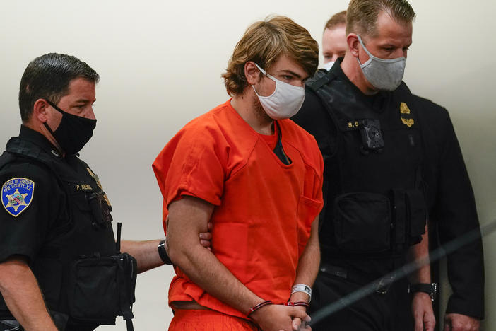 Payton Gendron is led into the courtroom for a hearing at Erie County Court, in Buffalo, N.Y. on May 19.