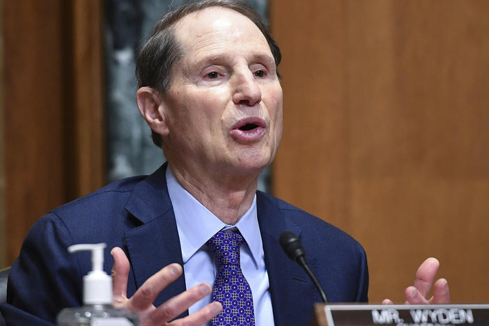 Sen. Ron Wyden, D-Ore., speaks during a Senate Finance Committee hearing on Oct. 19, 2021. Wyden says he has long been concerned about the algorithms used by his state's child welfare system.