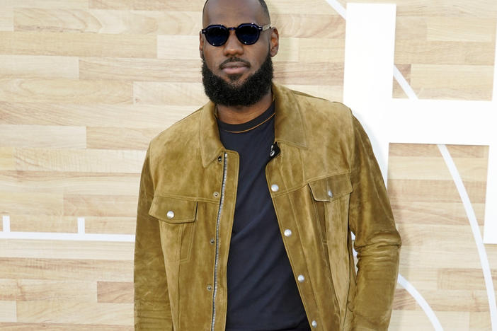 LeBron James poses at the premiere of the film <em>Hustle</em> on June 1 at the Regency Village Theatre in Los Angeles. James' net worth recently broke $1 billion, making him the first ever active NBA player to become a billionaire.