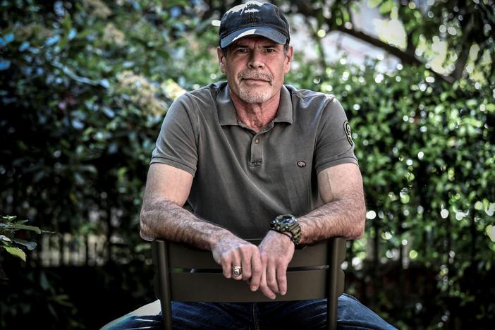 Marat Gabidullin, a former Russian mercenary of the Wagner Group, poses during a photo session on May 11 in Paris.