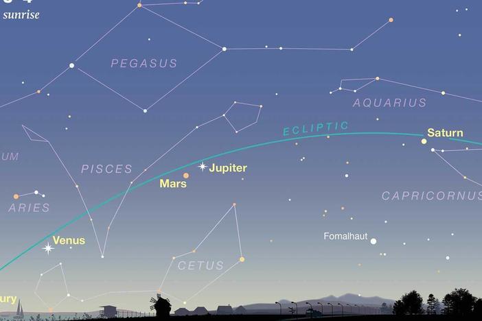 An illustration of the view at dawn on June 3 and 4.