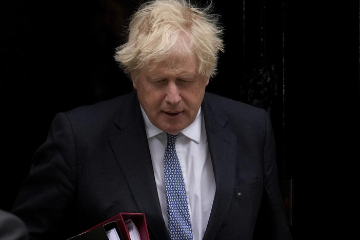 British Prime Minister Boris Johnson leaves 10 Downing Street to attend the weekly Prime Minister's Questions at the Houses of Parliament, in London last month.