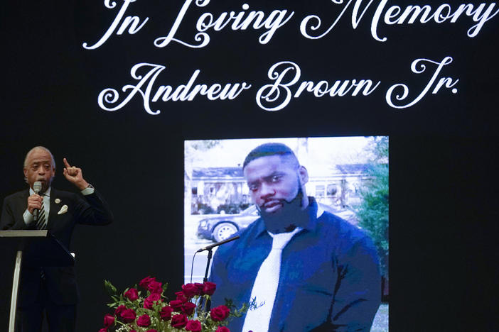 Rev. Al Sharpton speaks during the funeral for Andrew Brown Jr. on May 3, 2021, at Fountain of Life Church in Elizabeth City, N.C.