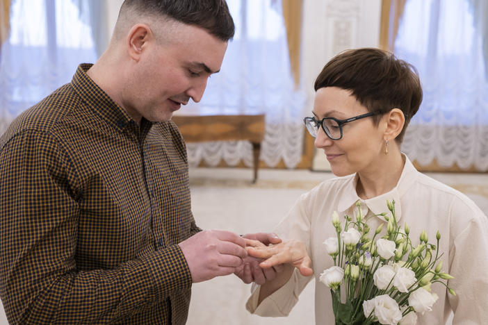 After long eschewing marriage, Pyotr Kolyadin and Tatyana Neustroyeva wed in April in St. Petersburg, Russia. It's "sort of like an anchor that you throw forward and maybe somehow it will pull you out," Pyotr says.