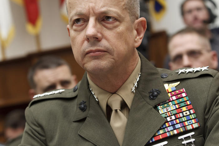 Marine Gen. John Allen, the former top U.S. commander in Afghanistan, testifies on Capitol Hill in Washington on March 20, 2012.