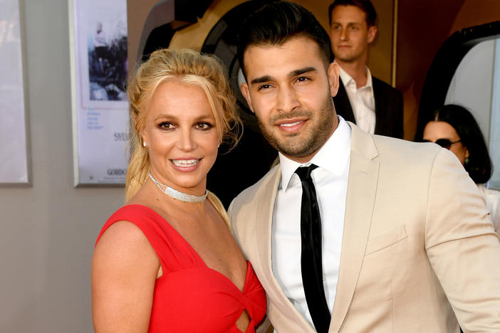 Britney Spears and Sam Asghari got married on Thursday. The couple is pictured here at the premiere of <em>Once Upon A Time ... In Hollywood</em> in July 2019.