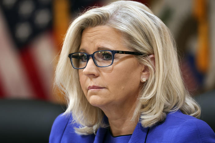 Liz Cheney, vice chair of the select committee to investigate the Jan. 6 Capitol attack, delivers opening remarks during a hearing on Thursday in Washington.