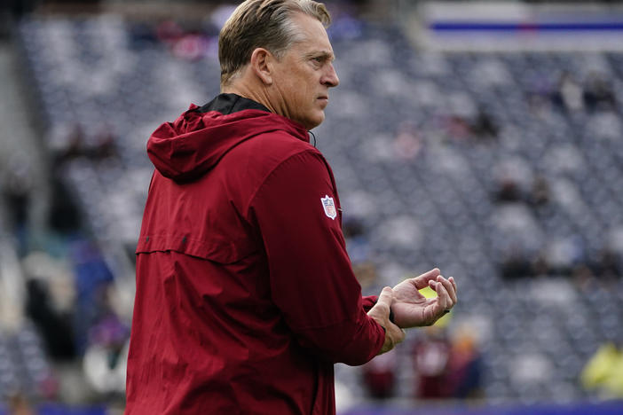 Washington defensive coordinator Jack Del Rio, pictured before a game in January.