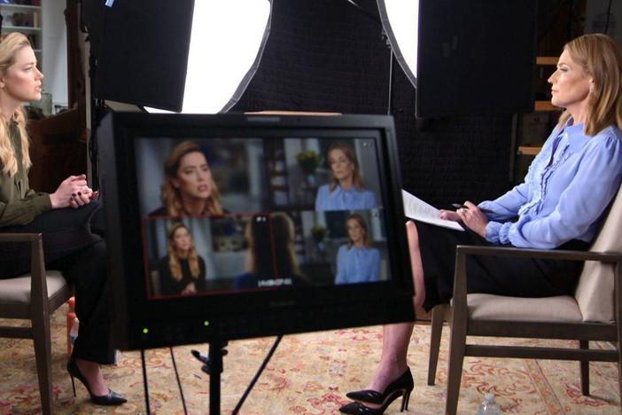 Journalist Savannah Guthrie, right, during an exclusive interview with actor Amber Heard.