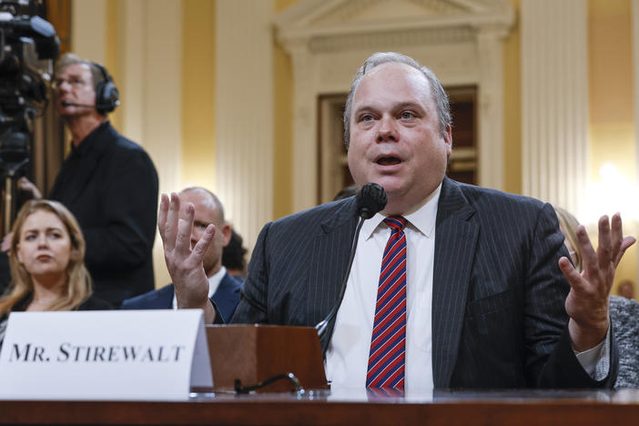 Former Fox News political editor Chris Stirewalt spoke to NPR minutes after testifying Monday to the House Select Committee investigating the Jan. 6 attack on the U.S. Capitol. "Television ... really damaged the capacity of Americans to be good citizens in a republic because they confused the TV show with the real thing," Stirewalt told NPR.
