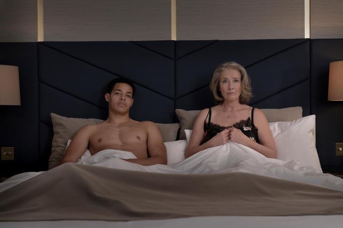 Daryl McCormack and Emma Thompson in <em>Good Luck To You, Leo Grande. </em>