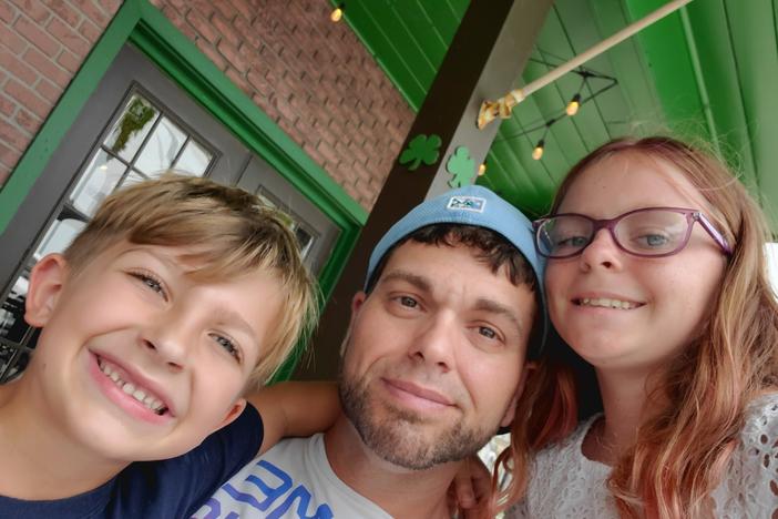 Brandon Schwedes of Port Orange, Fla., with his 11-year-old daughter and 8-year-old son. Schwedes had to move this year when the landlord dramatically raised the rent, then was outbid before finding another place he could afford.