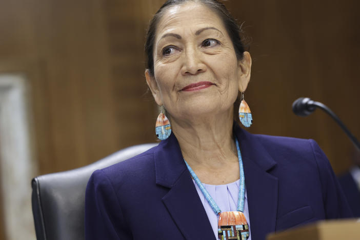 U.S. Interior Secretary Deb Haaland testifies before the Senate Energy and Natural Resources Committee on May 19, 2022 in Washington, DC.