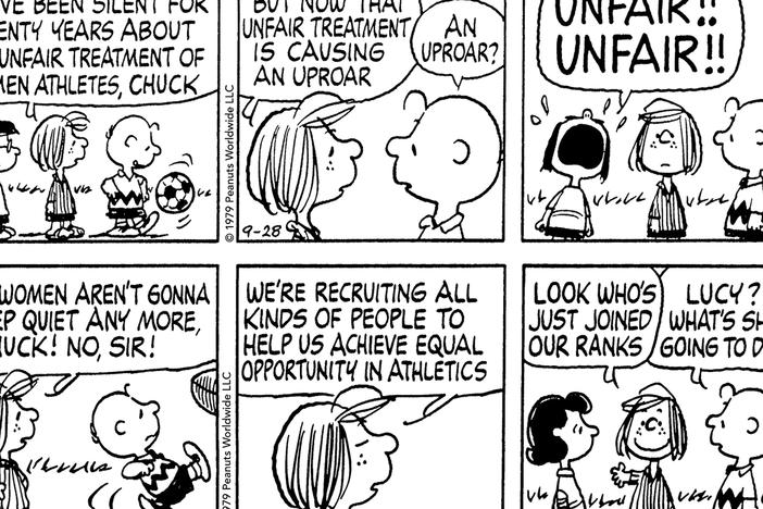 The <em>Peanuts</em> characters reminded readers of the importance of Title IX at a moment when many schools and athletic programs were resistant to it.