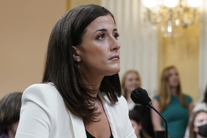 Cassidy Hutchinson, former aide to Trump White House chief of staff Mark Meadows, testifies as the House select committee investigating the Jan. 6 attack on the U.S. Capitol in Washington on Tuesday.