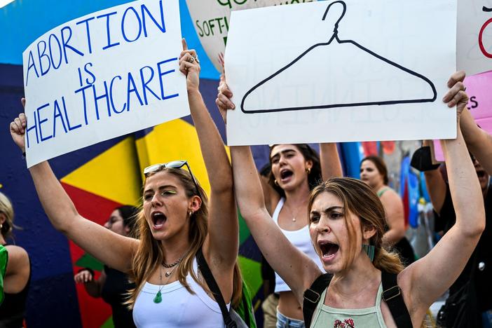In the wake of the overturning of <em>Roe v. Wade</em> last Friday, abortion-rights activists continue to fight against laws restricting access to abortion.