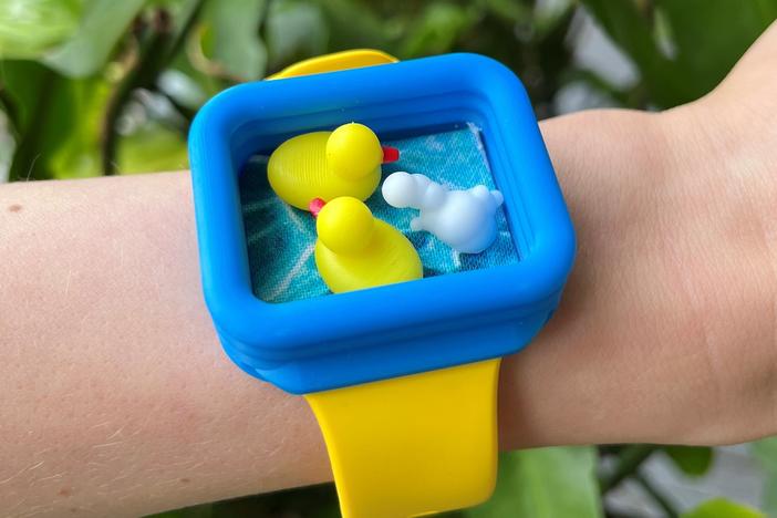 When you check one of the watches made by Kevin Bertolero, you'll find tiny magnetic ducks instead of the time.
