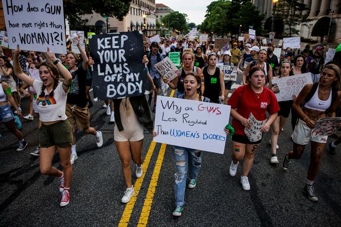 Abortion rights activists protest in Washington, DC, on June 26, 2022, two days after the US Supreme Court scrapped half-century constitutional protections for the procedure.