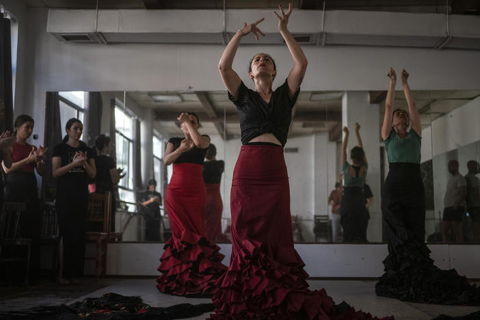 Students at Amor de Dios Flamenco Center practice for their upcoming showcase.