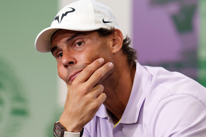 Rafael Nadal announced his withdrawal from Wimbledon at a news conference in London on Thursday.