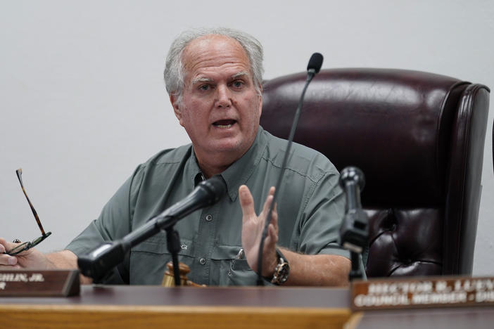 Uvalde Mayor Don McLaughlin speaks during a special emergency city council meeting on Thursday. McLaughlin on Friday disputed a new report alleging missed chances to end the massacre at Robb Elementary School.